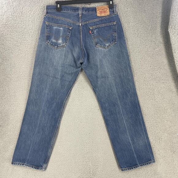Vtg Levis 501 xx Jeans Mens 36/34* x31 Faded Distress Straight Button Fly Denim - Picture 1 of 16